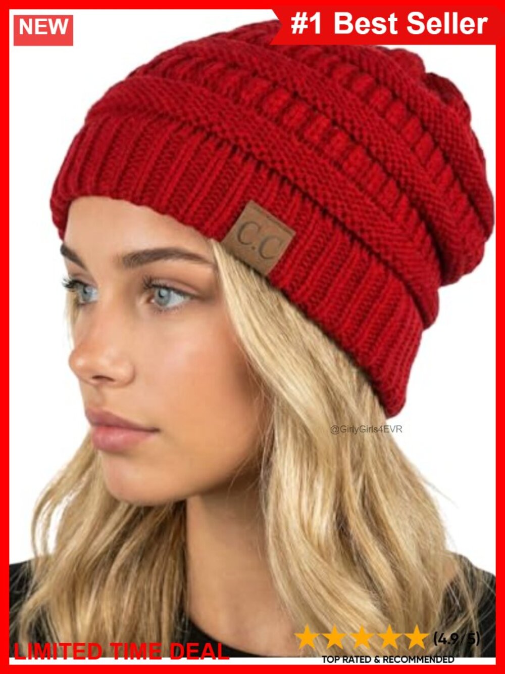 Ribbed Knit Slouch Beanie Skull Cap Winter Hat